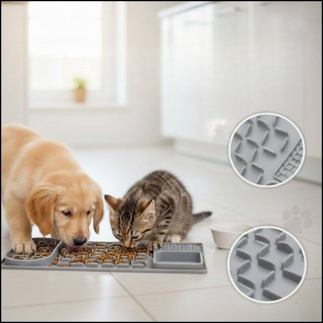 Alfombrilla comedero para mascotas